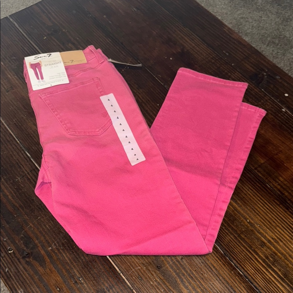 Seven7 Pink Straight Leg Jeans Vibrant Style size 4
